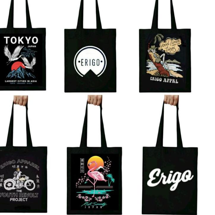 SALEE!!!!.. Totebag ERIGO merk brand kanvas  katun Resleting erigo Tokyo japan totebag distro tas ji