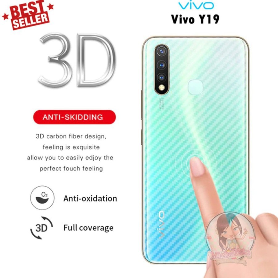 Back skin karbon atau gaskin carbon 3d vivo y19, anti gores anti jamur anti licin