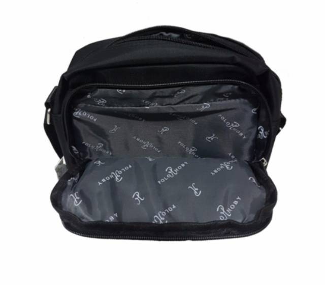 Polo Hoby Tas Selempang 9 Inchi 107-08 Polyester Nylon Import Original - Black