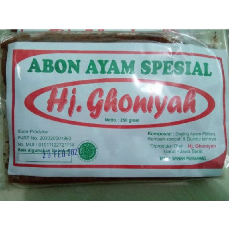 

Abon ayam special hj Ghoniyah,neto:250g