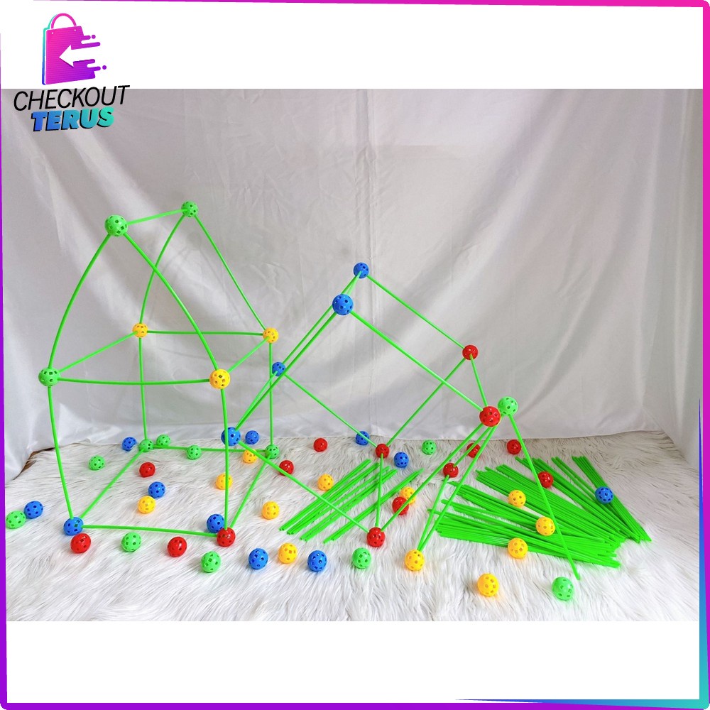 CT M200 Mainan Anak Magic Straw Mainan Pipa Ajaib Building Block Mainan Anak Rumah Rumahan Tenda Bongkar Pasang