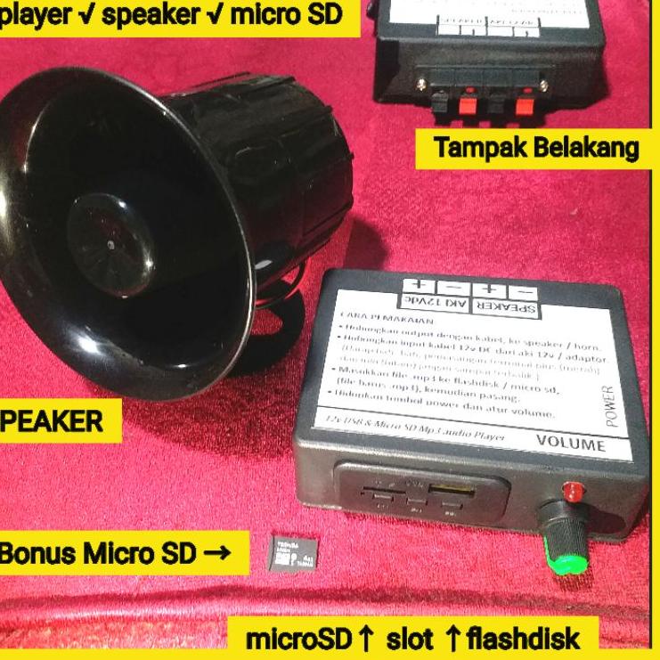 Paling Diminati.. Speaker jualan keliling jingle melody ampli Mp3 player Flashdisk micro SD pengeras