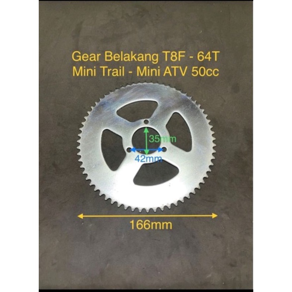 gear belakang mini trail 50cc mesin tarik