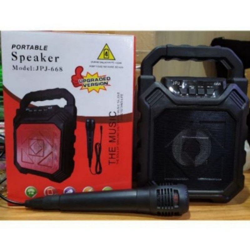 speaker bleutooth portable jpj-668 free mic/speaker karaoke jpj 668