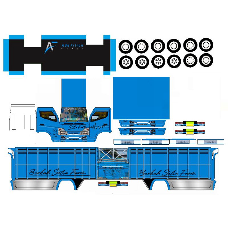 Lembaran Stiker Truk Oleng Setia Farm Ukuran Mini P.20cm L.5,5cm T.±10cm