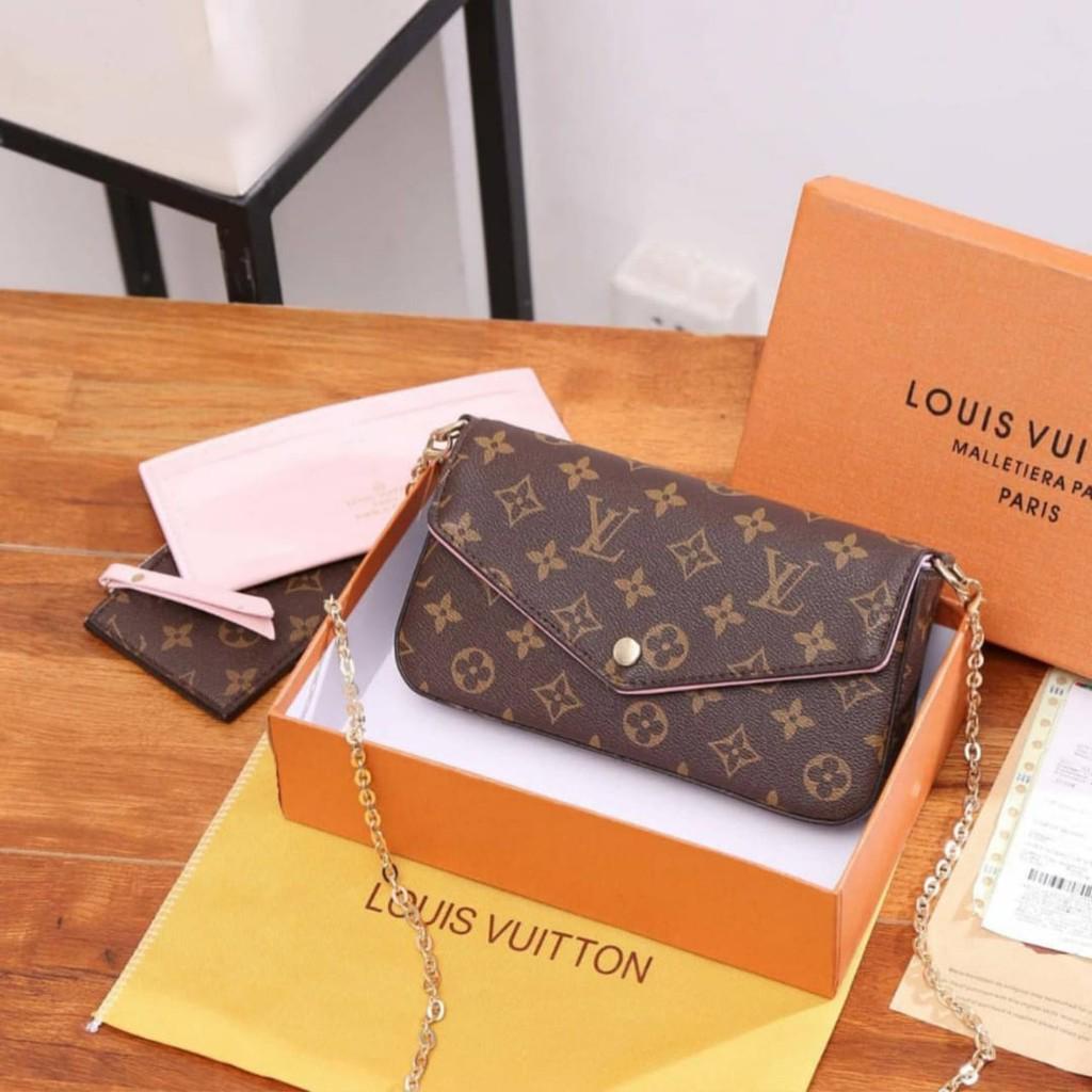 L Vuitton  Fellice Pochette 2581-1 (Free Box+Invoice +DustBag+Bubblewrap)