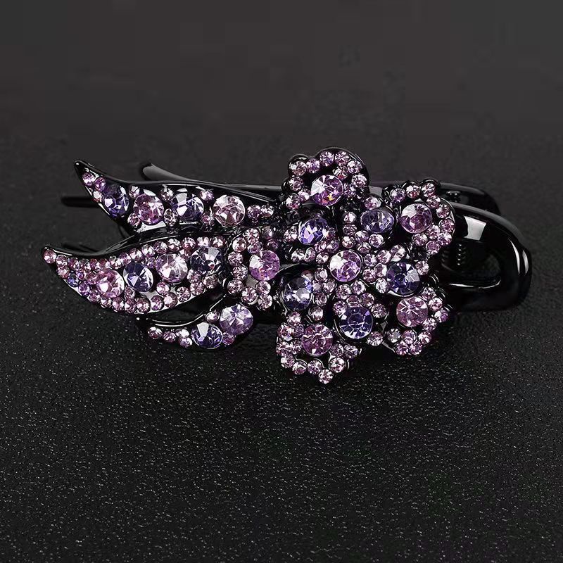 Retro and Elegant Pompon Headdress Large Crystal Flower Rhinestone Hairpin Accessories