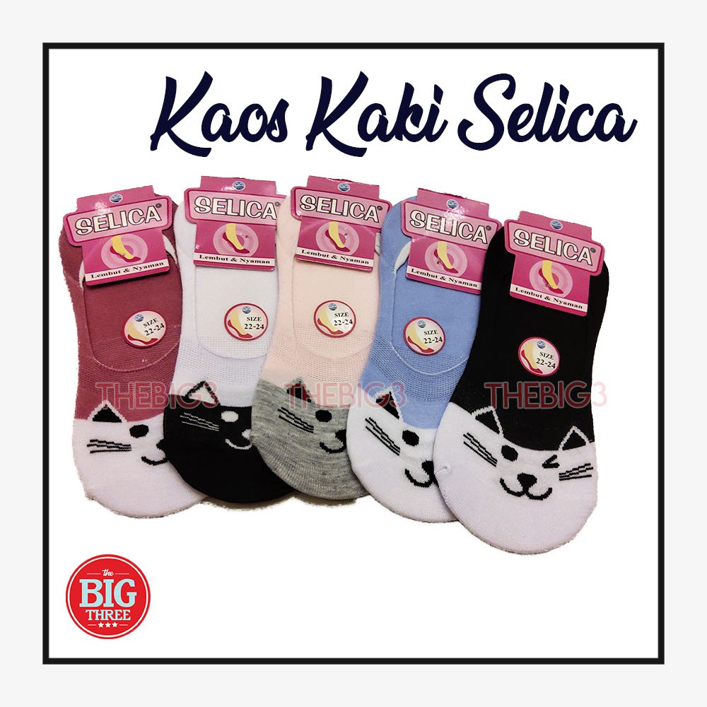 SELICA Kaos Kaki Tumit Wanita - Size 22-24 - Motif Kucing Lucu SELICA-A (LB) 3330-7 TBT