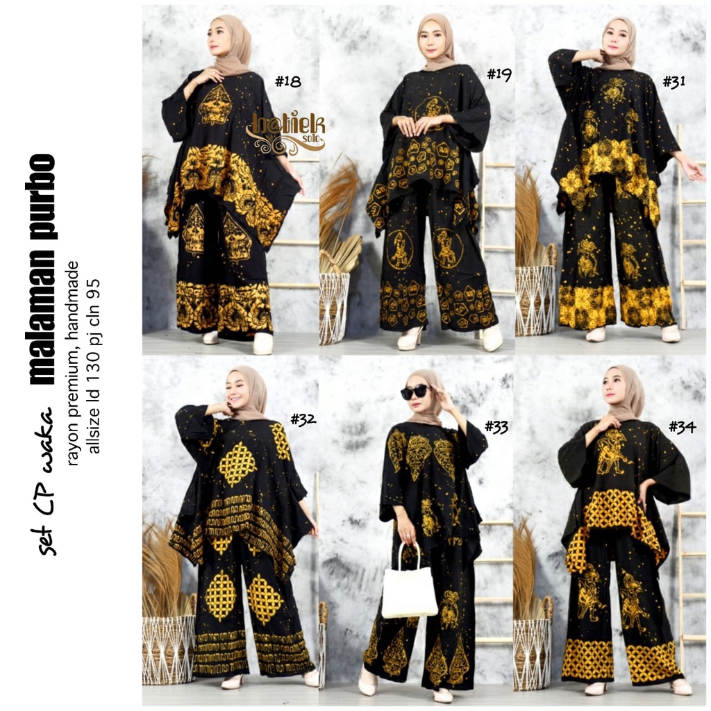 Set CP Waka Malaman Purbo Batik Motif Wayang Matt Rayon Premium Batik Cap Termurah by Batiek Solo