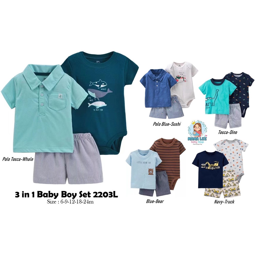 BABY BOY SET IMPOR 3 IN 1 L2105 / JUMPER BAYI LAKI LAKI