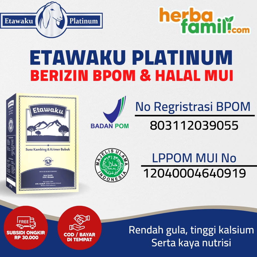 Etawaku Platinum 100 % Susu Kambing Etawa Murni Rendah Gula Bebas Pengawet Bantu Atasi Masalah Pernafasan