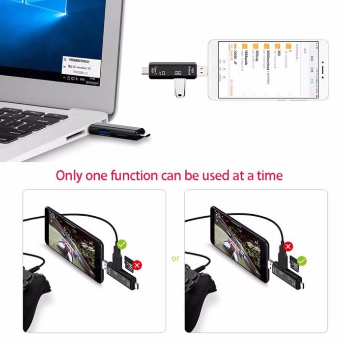 Portable OTG Card Reader USB Type C Micro USB - Black