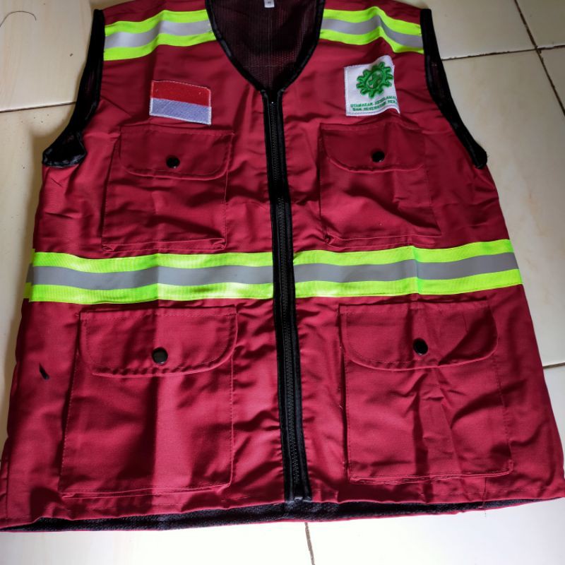 Rompi drill merah maroon Rompi safety Rompi proyek Rompi lapangan Rompi custom
