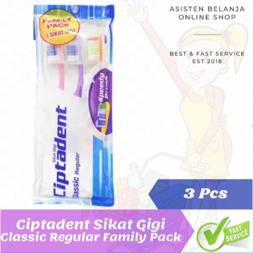 Sikat Gigi CIPTADENT CLASSIC REGULAR Soft / Medium Family Pack isi 3 pcs isi3