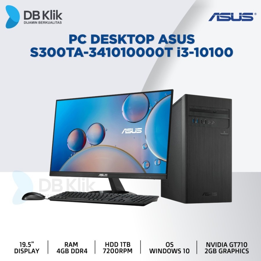 PC Desktop ASUS S300TA-341010000T i3-10100 2GB 4GB 1TB GT710 W10 19.5"