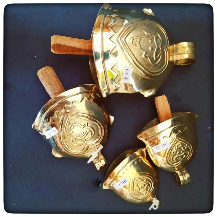 Lonceng Rumah / Klontong Sapi Bandul Kayu / Lonceng Sapi Warna Emas - No.1 (7x8)