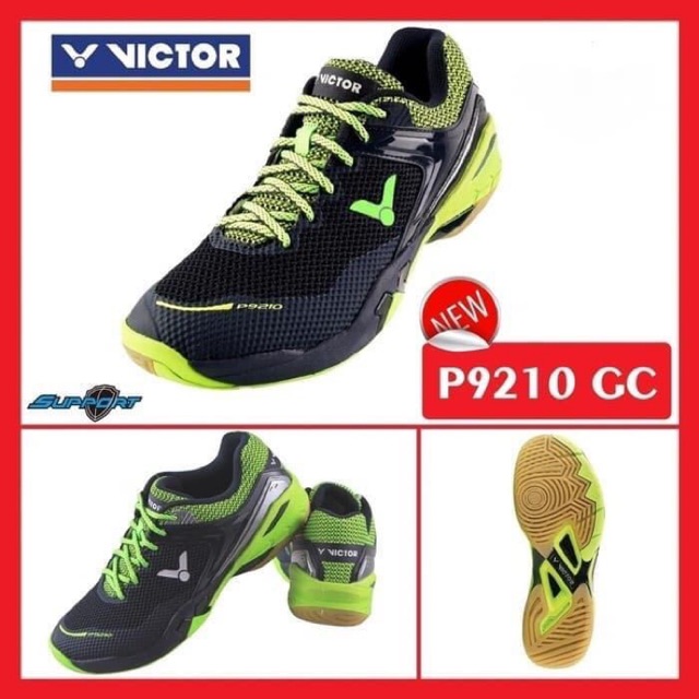 Sepatu Badminton Victor P 9210 GC / P9210 Black Lime Free Cover