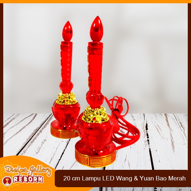 Lampu Sembahyang Altar Merah LED Wang &amp; Yuan Bao 20 cm