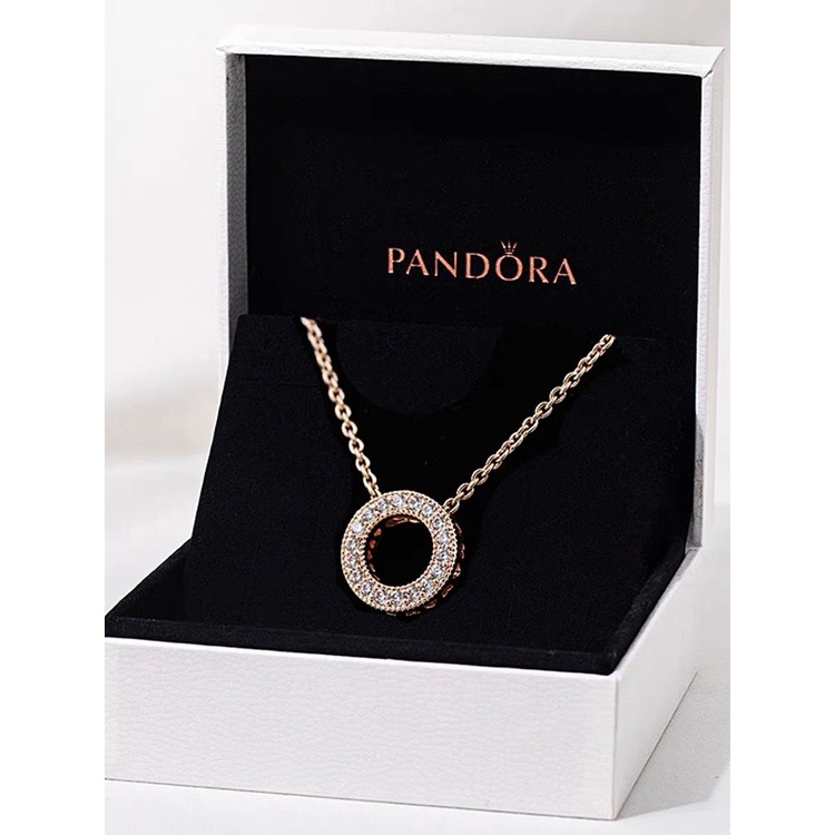 Pandora Kalung 925 Silver Cubic Zirconia Berlian Bulat Untuk Wanita