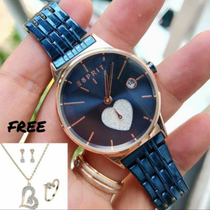 jam tangan terbaru Esprit free gelang + box d.3.3cm. 165rb