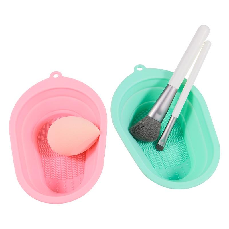 Kuas Makeup, Beauty Egg, Puff Cleaning Pad Portable Silicone Foldable Brush Makeup Pembersih Mangkok