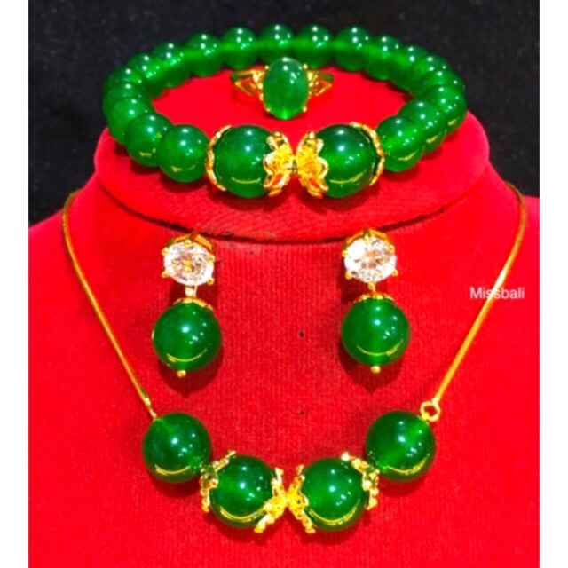 Set kalung giok xuping China 24k asli (giok batu asli)  A508