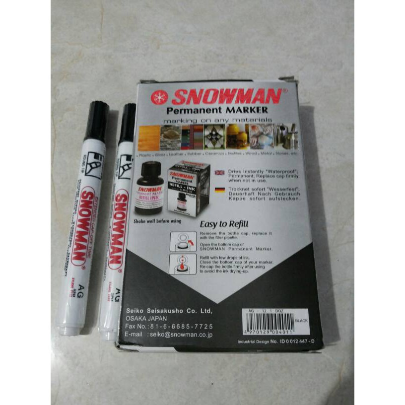 

Terlaris Spidol Snowman Permanent Marker Ekonomis AG 12 / Tinta Permanen AG-12 - Hitam Keren