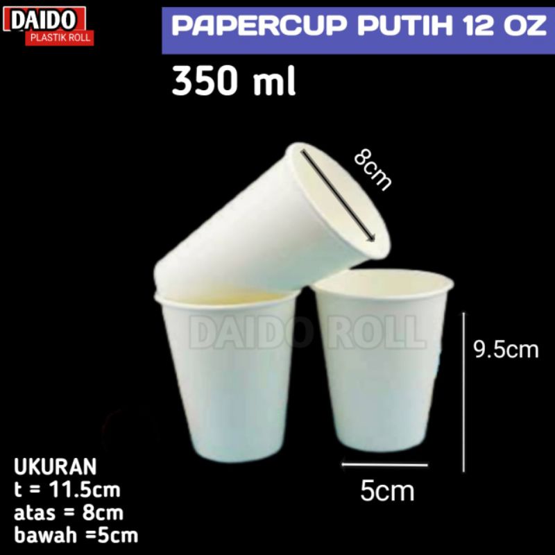 50PCS GELAS PAPER CUP 12OZ KERTAS POLOS FOAM PUTIH KECIL MINI HOT KOPI PANAS COFFE