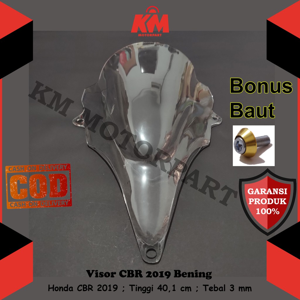Visor Windshield Jenong Cbr 150r New 2019 Facelift Tinggi 40cm Tebal 3mm Hitam dan Bening