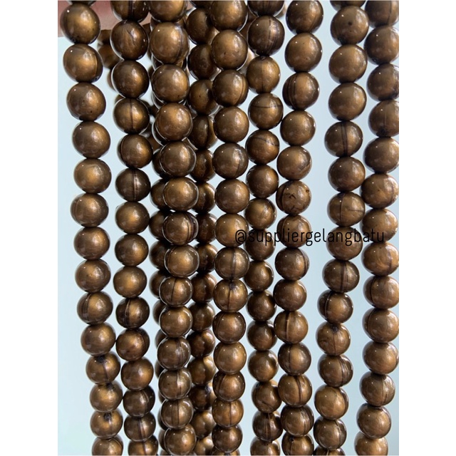 spacer resin bakar bulat 8mm bahan craft gelang kalung beads cokelat