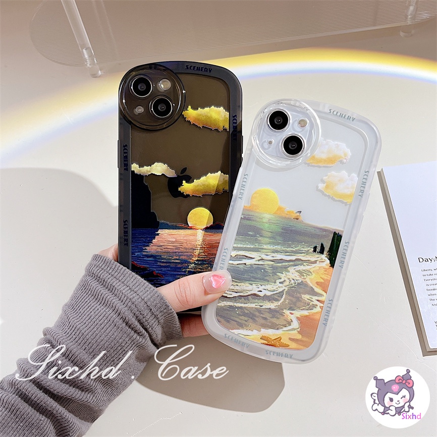 Redmi Note 12 11 11s 10 9 8Pro Redmi 12C 10C 10A 10 9T 9C 9A 9 A1 A1+ Xiaomi 11 Lite 12T 11TPro Mi Poco M3 X3Pro NFC Ins Fashion Simple Sunset Round Lens Phone Case Soft Shockproof Cover