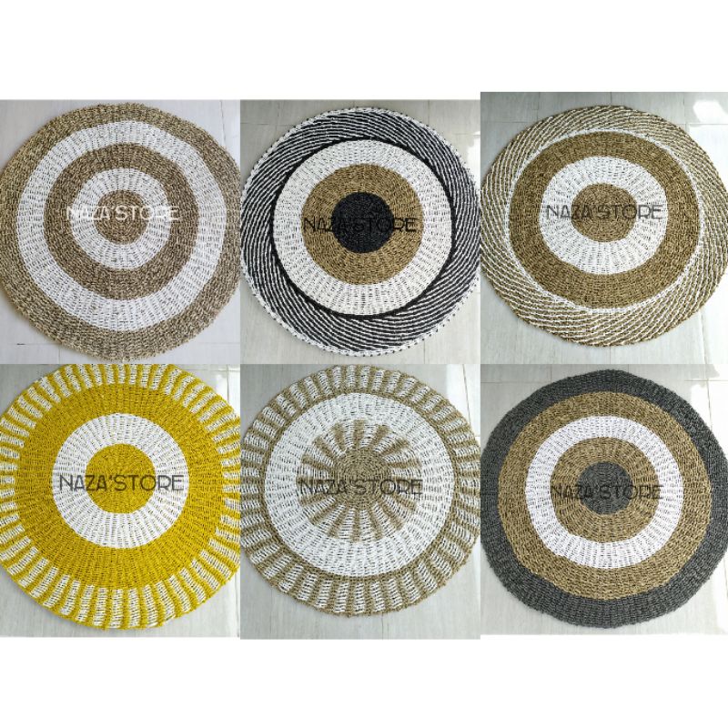 KARPET LANTAI BULAT SEAGRASS MENDONG ECENG GONDOK DIAMETER 100-120CM