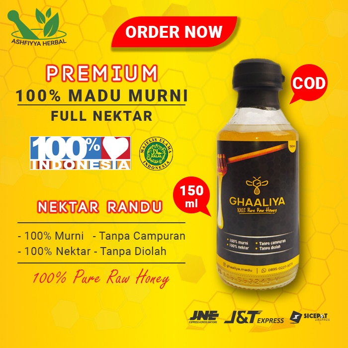 

Madu Lebah Asli Murni 100% Madu Hutan Ghaaliya Nektar Randu Uray Sahela Odeng Multiflora 150ML