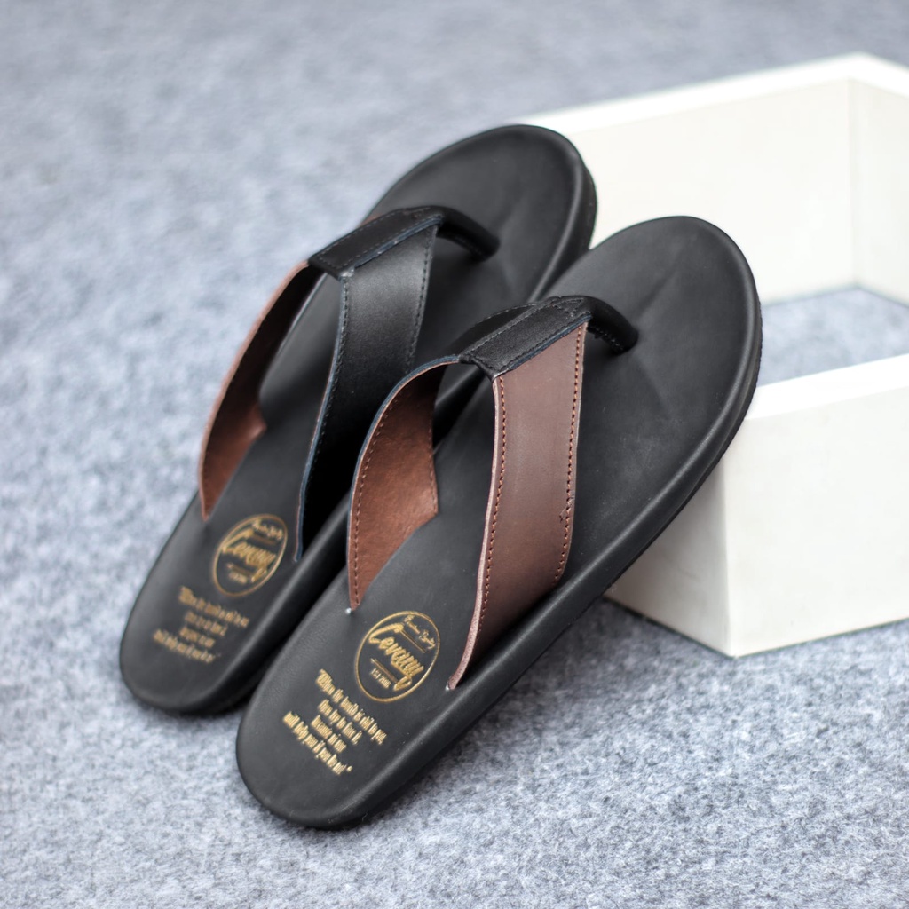 MOLK|Sandal Kulit Pria Hitam Tali Original Distro Trendy Kekinian