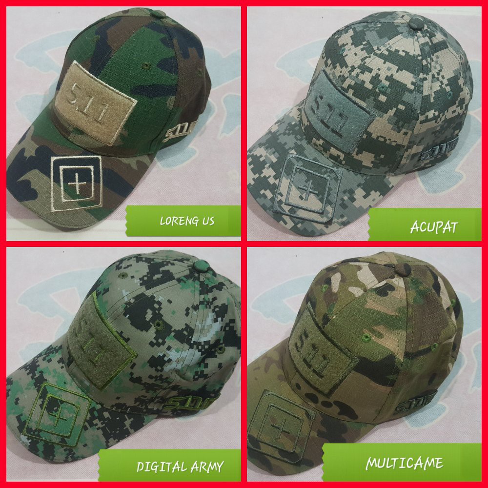 Topi CAMO 511 / topi 5.11 berburu loreng army aksesoris airoft