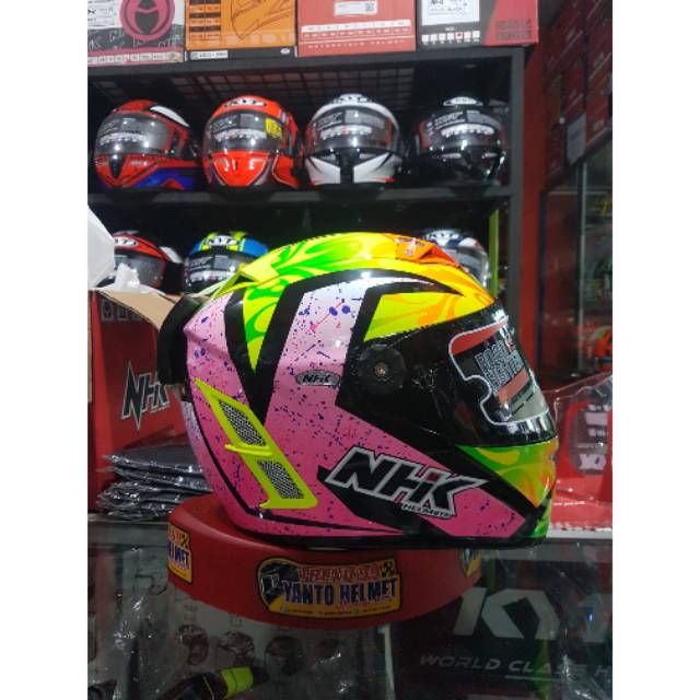 Helm motor nhk terminator tt racing gp pro gppro karel abraham pink include pinlock flat visor