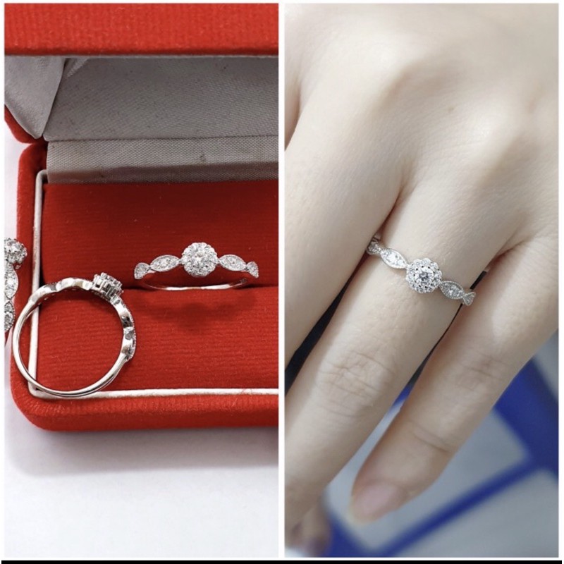 Cincin wanita cincin perak 925 lapis emas putih cincin cewek perak 925 S411