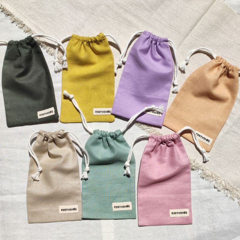 eystudios - Mini Pouch Drawstring Linen Polos / Kantong Serut Serbaguna