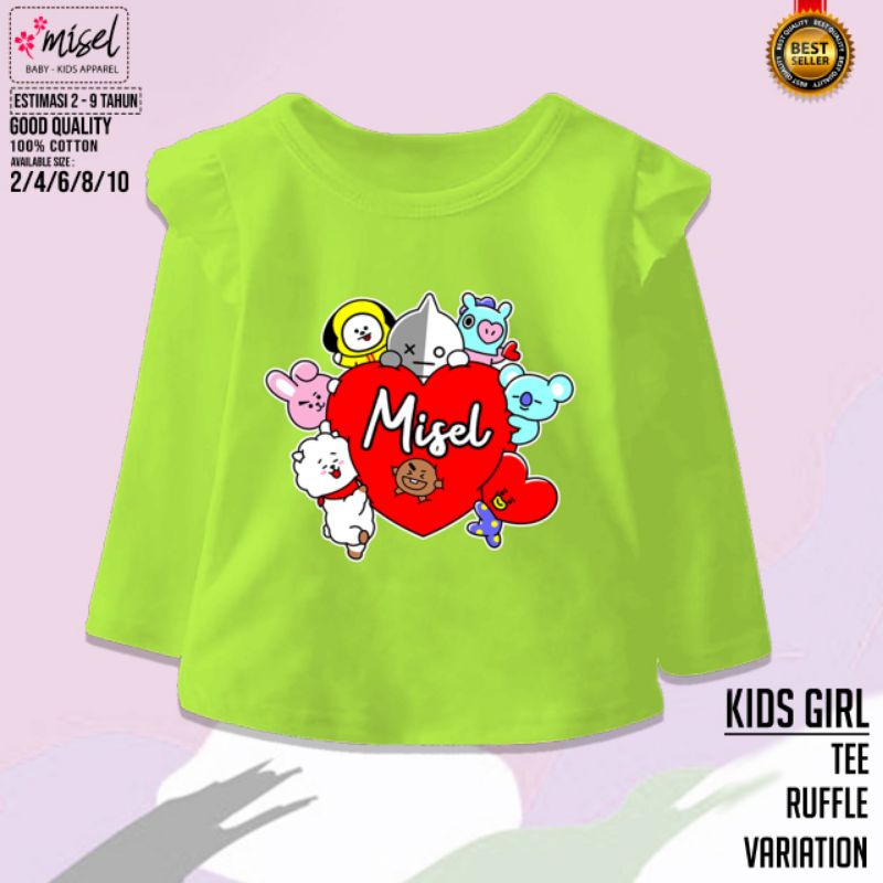 Kaos Anak perempaun lengan panjang RUFFLE BTS SERIES By MISEL 2-8 Tahun