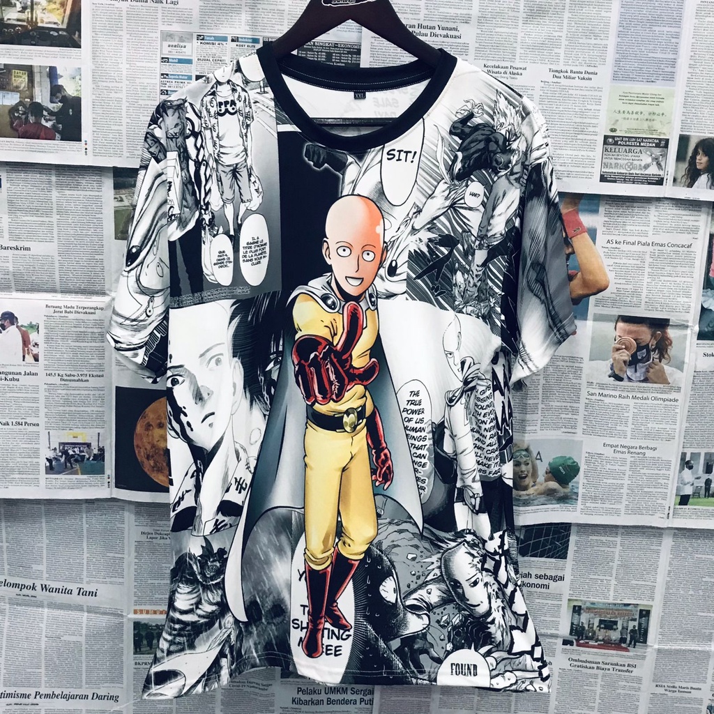 Kaos Saitama Fullprint One Punch Man Anime Manga Character Dryfit