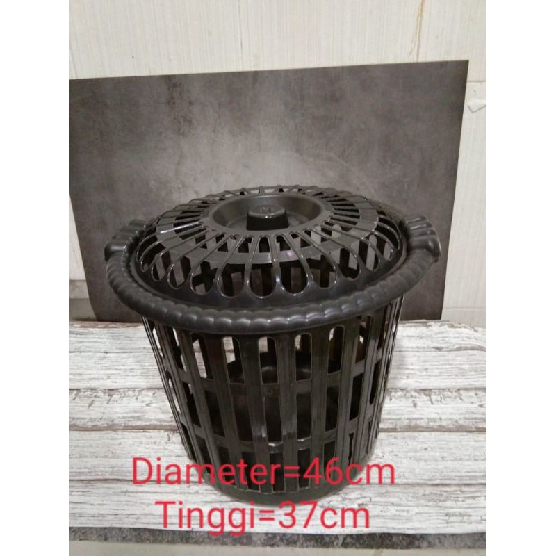 Keranjang Laundry bulat Polaris dengan tutup/keranjang baju kotor/keranjang setrika