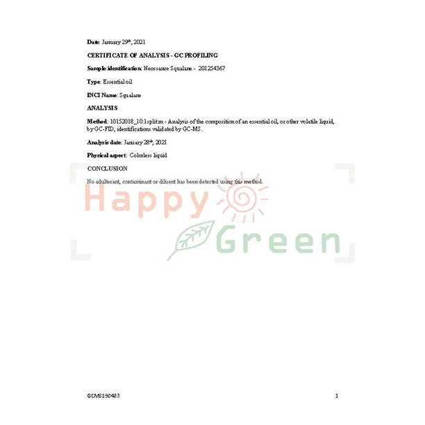 Happy Green Neossance Squalene -Squalene oil dari Tebu Murni Garansi Uang kembali