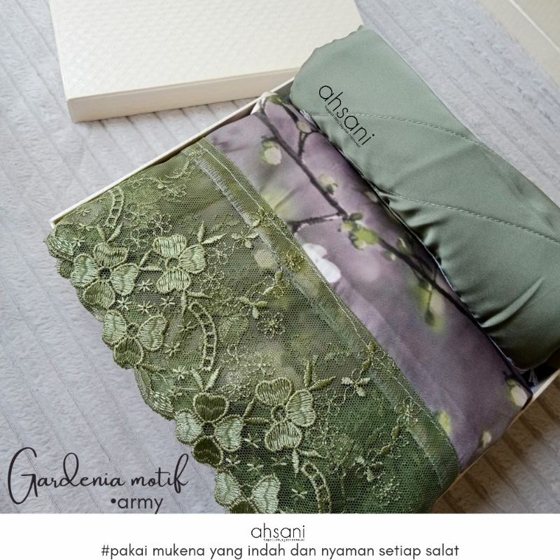 GARDENIA MOTIF MUKENA AHSANI MUKENA CANTIK MOTIF HALUS ADEM JUMBO
