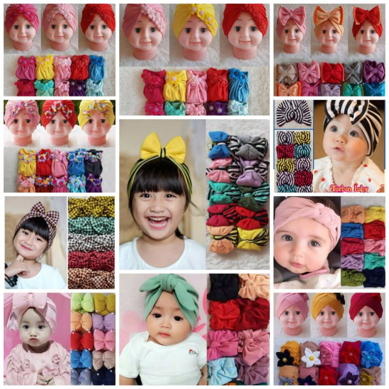GROSIR Turban Bayi 1 Kodi (20pcs) Model Bisa Campur - Kerudung Anak