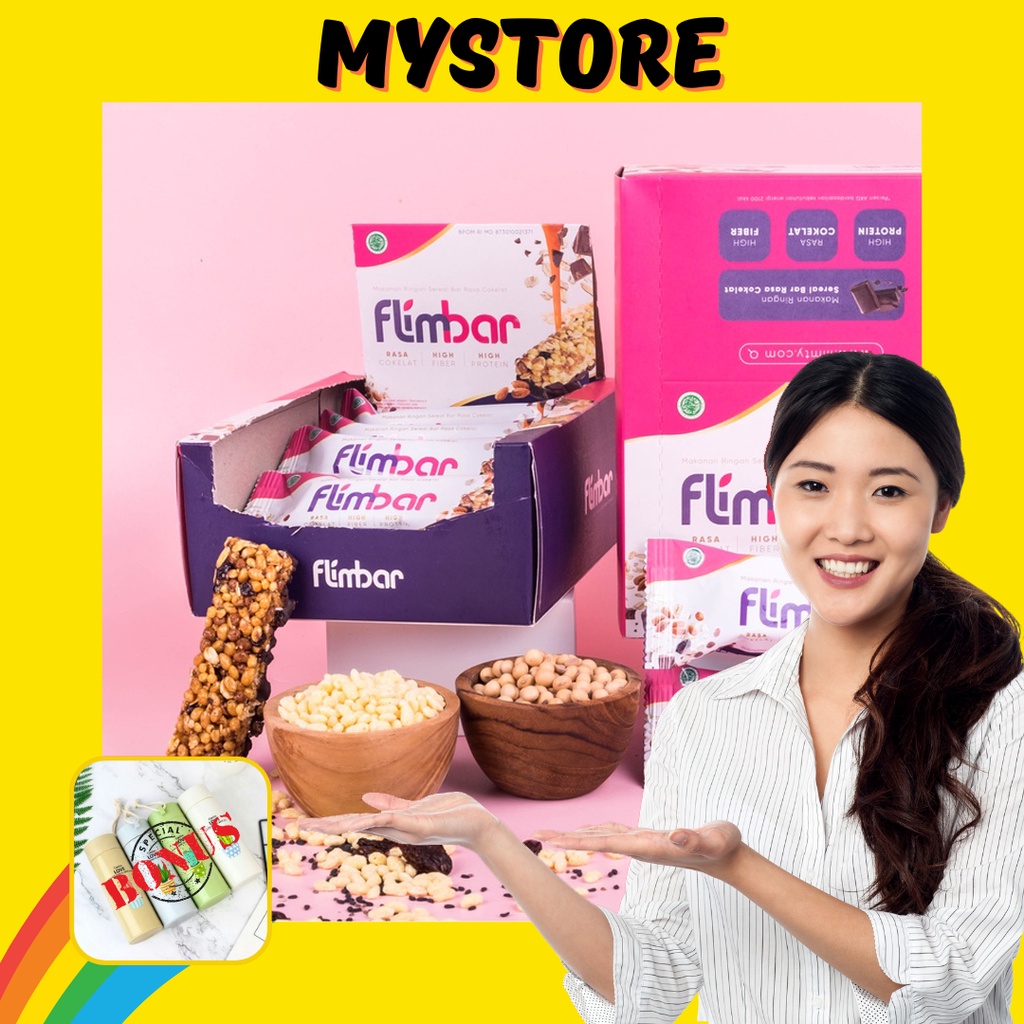 

ECER 1 Pcs - Flimbar | Snack Sehat Sereal Bar Diet Meal Replacement Tinggi Nutrisi Fiber Protein Bar Flimty