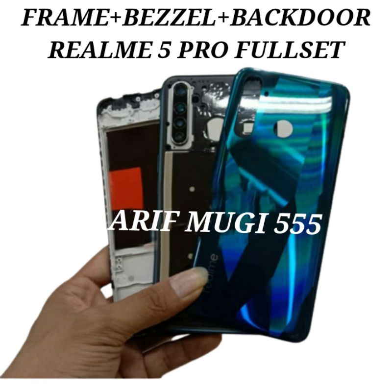 FRAME+BACKDOOR KESING CASING HOUSING FULLSET BEZZEL BAZZEL TUTUP BELAKANG REALME 5 PRO ORIGINAL