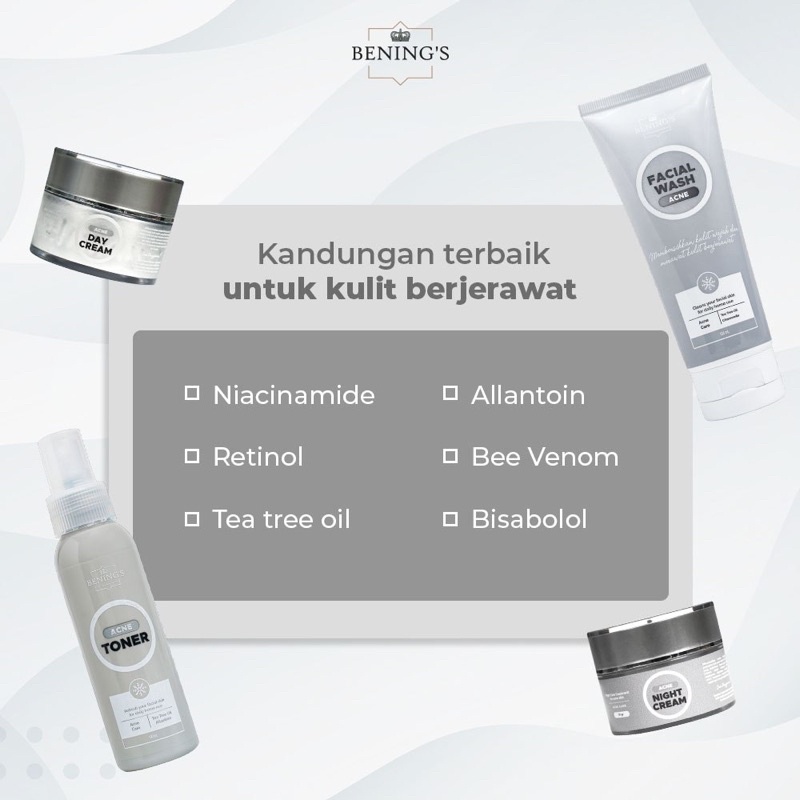 BENINGS SKINCARE DR OKY PRATAMA PAKET ACNE UNTUK MENGATASI JERAWAT DAN BERUNTUSAN ( BENINGS INDONESIA )-1