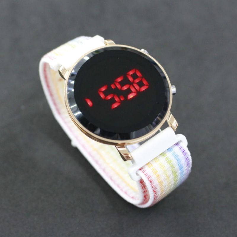 Jam Led kanvas bulat free gift box-Pth Plg KNV BLT ROSE