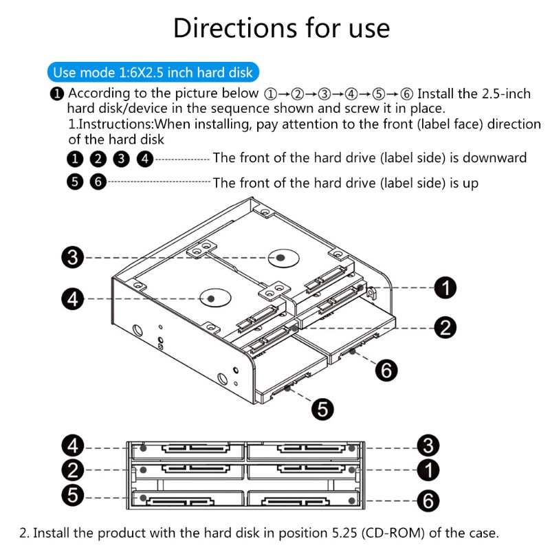 Btsg OImaster MR-8802 HDD Cage Rack 5.25inch Device Untuk 6x2.5 ''SSD Multi Fungsi Kombinasi Hard Disk Konversi Br