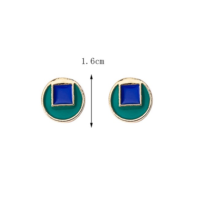 LRC Anting Tusuk Fashion Round Hit Color Glaze Stitching Stud Earrings F65390